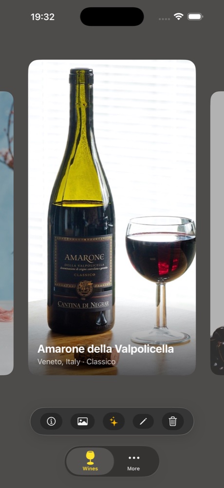 Card carousel — Amarone (dark)