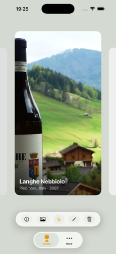 Wine card carousel showing Langhe Nebbiolo
