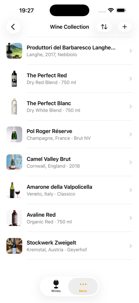 Wine collection list